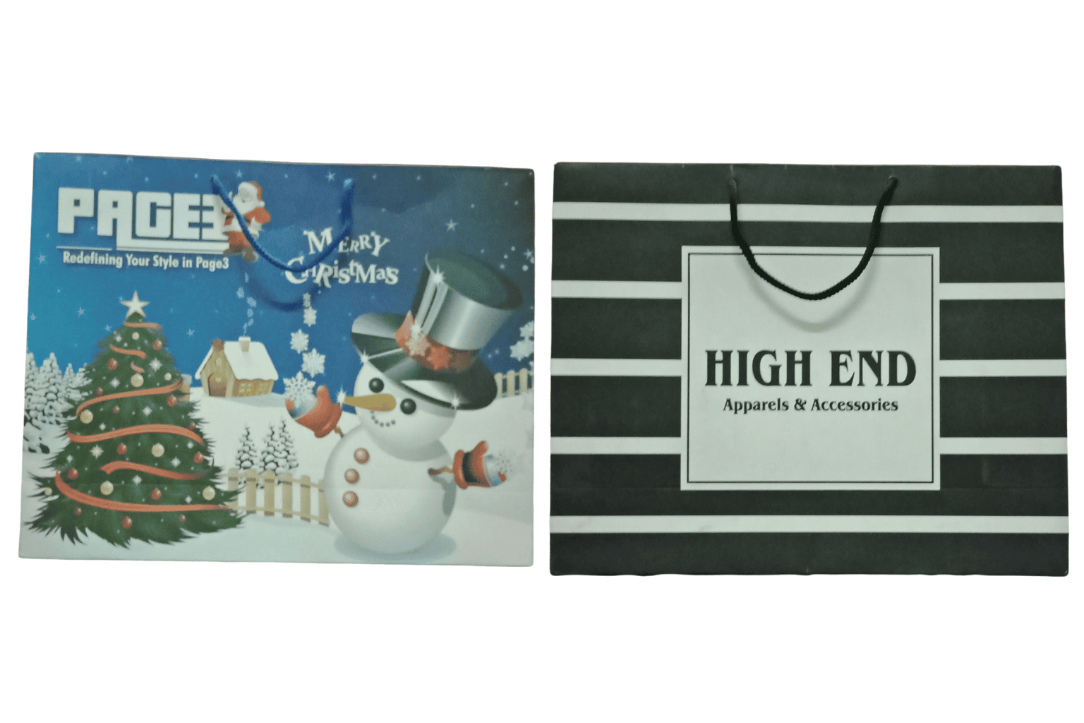 Custom printed festive and apparel paper bags by Global Packaging