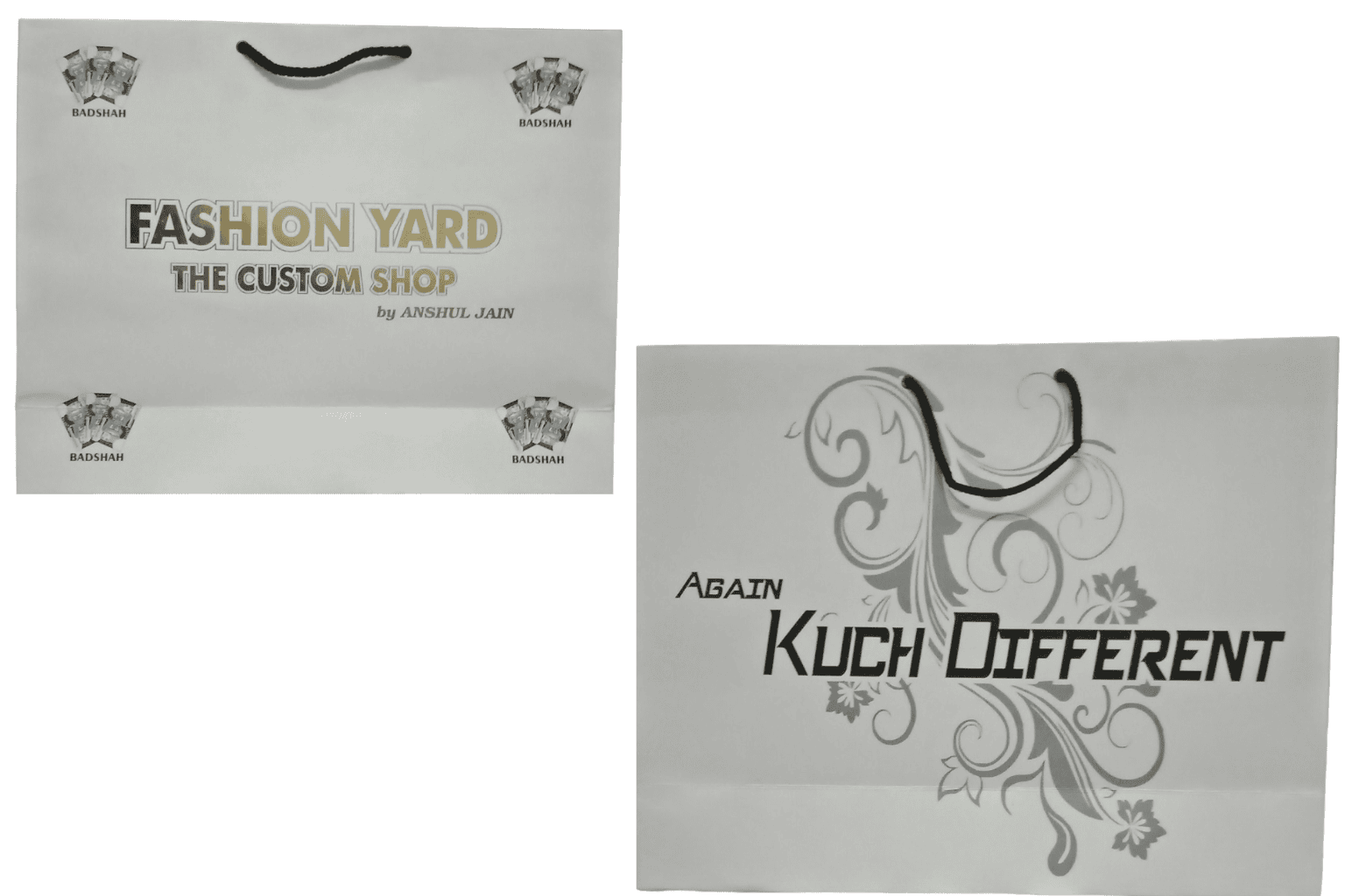 Custom printed shopping bag samples by Global Packaging