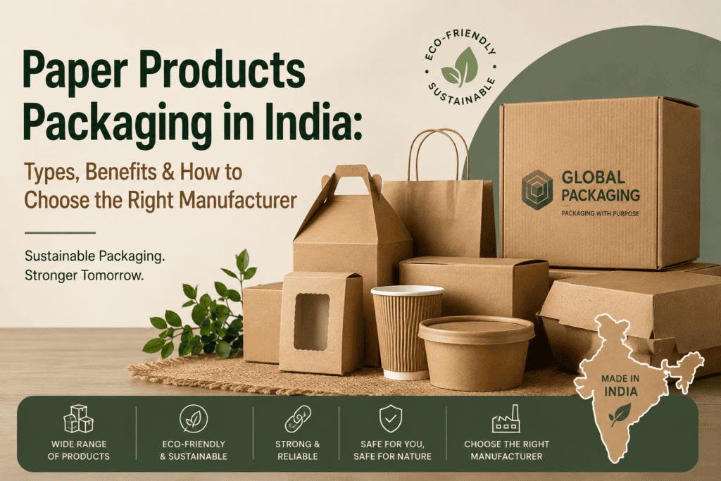 Paper products packaging in India including corrugated boxes, paper bags and sweet boxes
